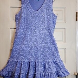 FRESH PRODUCE Light Lavender V-Neck  Sleeveless Dress with White Abstract Print